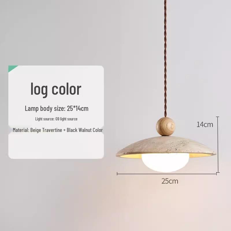 Japanese Wabi-Sabi Yellow Travertine Pendant Light, Retro Mid-Century Style for Bedroom, Homestay, or Restaurant.