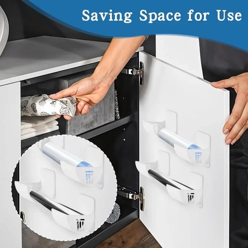4pcs Trash Bags Shelf Holder Wall Mounted Plastic Bag Film Container DispenserGarbage Bag Storage Box Organizer For Kitchen