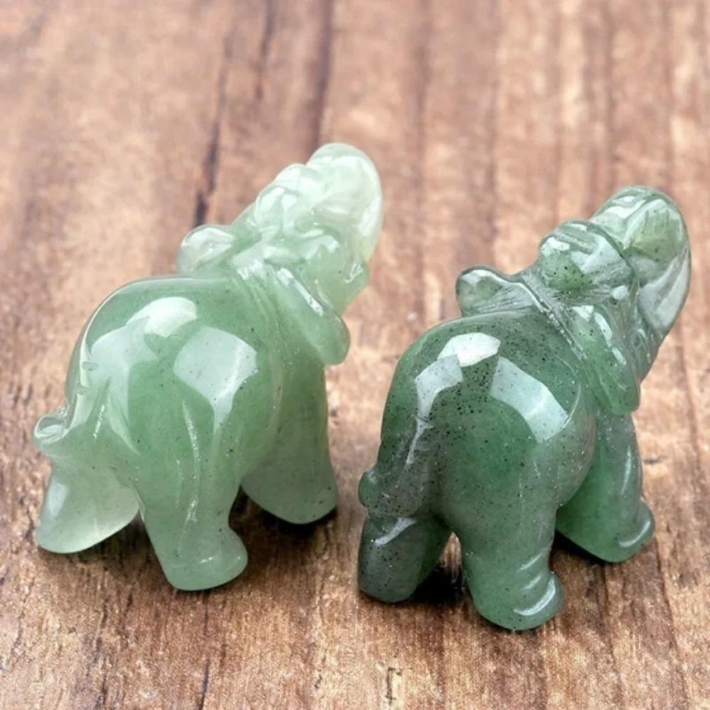 Lucky Elephant Jade Stone Fortune Feng Shui Statue Figurine Office Ornament Chakra Healing Stones Statue Decor Best Gifts