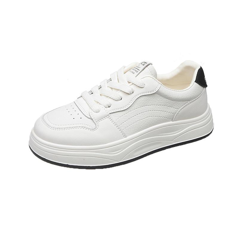 Platform white shoes women's summer 2025 new fashion lightweight breathable round head lace-up student casual board shoes