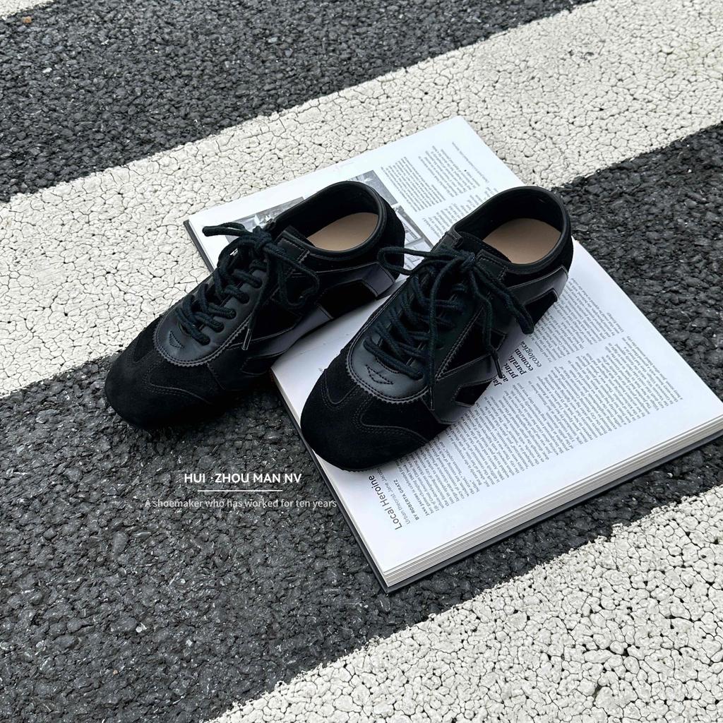 Retro leather red German training shoes women's 2025 new versatile color matching casual board shoes sports height increasing Forrest Gump shoes women