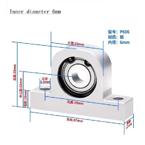 1PCS P-Type Vertical Bearing Housing Components Aluminum Alloy Support Fixed Seat Screw Rod Optical Axis Shaft Support Bearing
