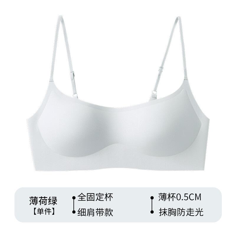 Thin shoulder strap low-necked version! Traceless invisible underwear women's thin cup gathers up, no steel ring low-cut skin tone bra cover