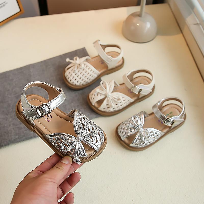 Kids Weave Sandals for Girls 2025 Summer Non-slip Sole Toddler Beach Shoes with Cute Bow Princess Elegant Party Shoes 1-3years