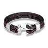 Leather Bracelet for Men Black Braid Multilayer Rope Chain Stainless Steel Anchor Male Jewelry Pulseras Gifts