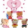 Cute Cartoon Hello Kitty Plush Keychain Adorable Kt Doll With Black Leather
