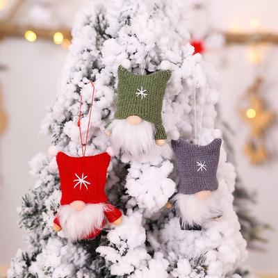 3 Pcs Cartoon Mini Christmas Gnome Pendant Handmade Soft Faceless Rudolph Pendant Cute Elf Gnome Figurine Xmas Decor