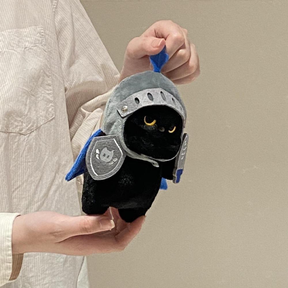 Shield Knight Cat Plush Doll Silly Black Cat Stuffed Toy Decoration Cat Plush Toy  Children