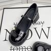 Mary Jane High-heeled Single Shoes Women's 2025 Spring New Bridesmaids Patent Leather Thick-heeled College Style Jk with Skirt Small Leather Shoes