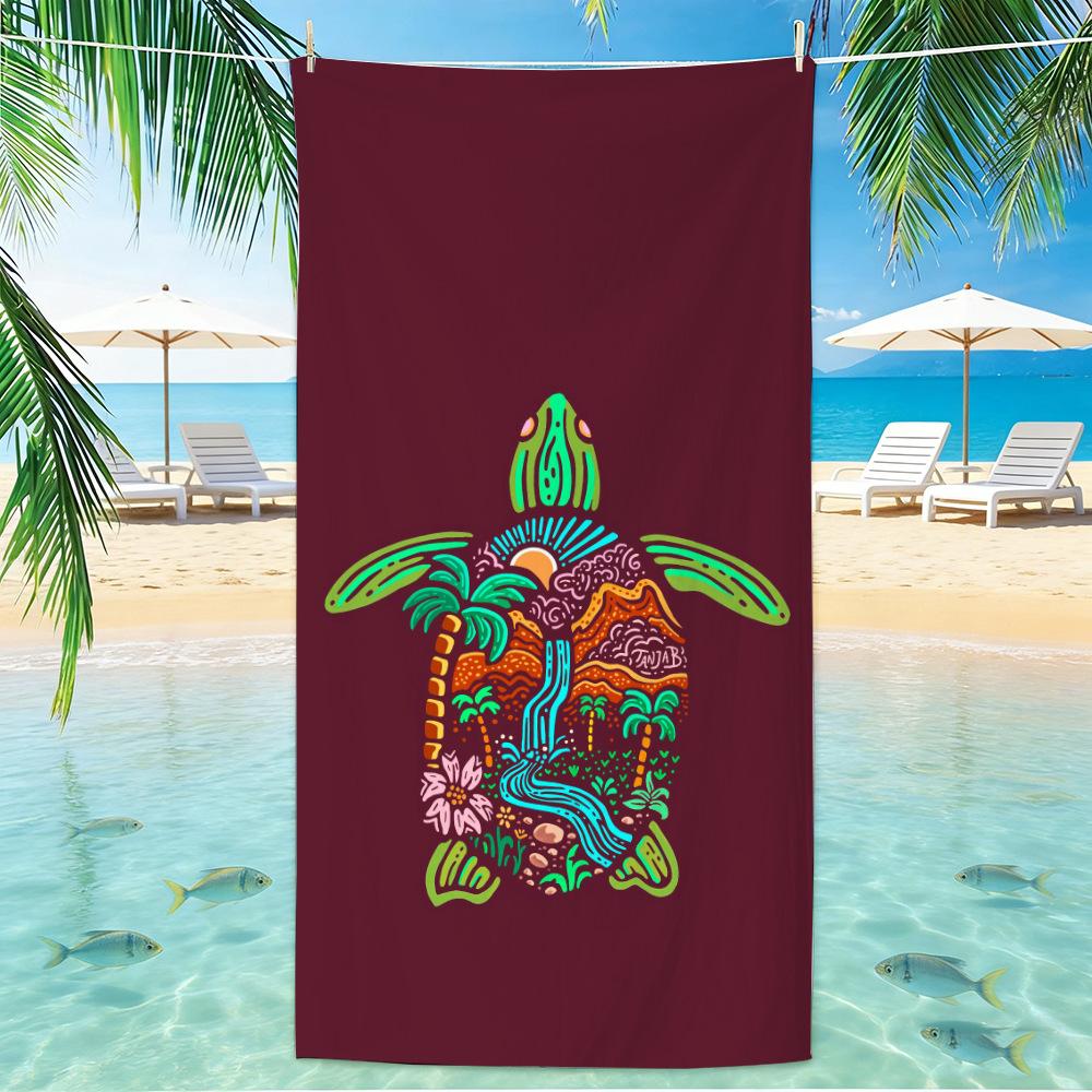 Beach Turtle Animal Printed Beach Towel, Quick Drying Absorbent Beach Towel, Outdoor Sports Swimming Beach Towel  Hair Towel