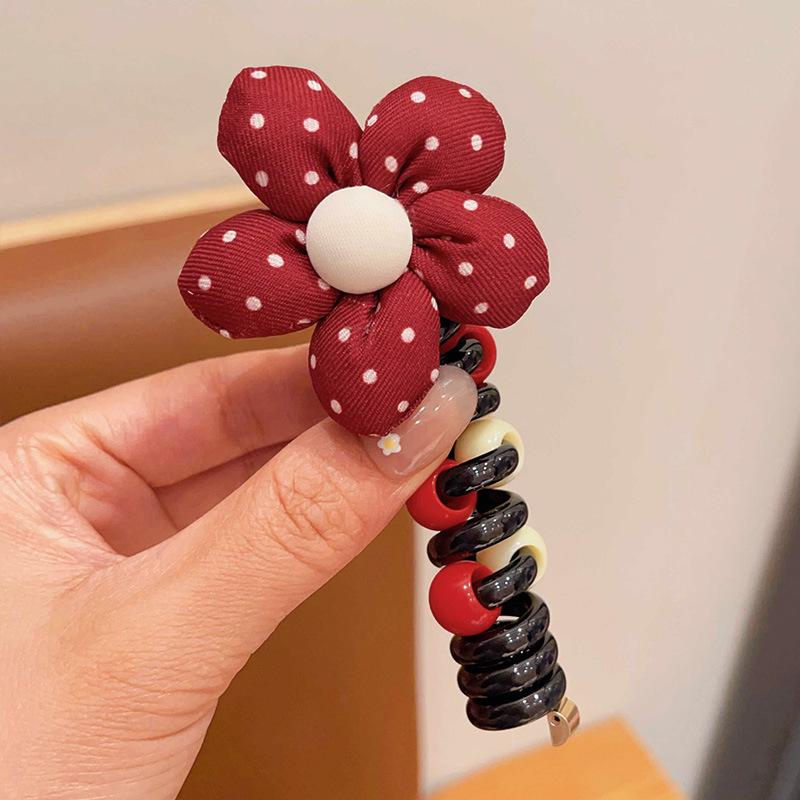 Red Polka Dot Hair Ties for Girls - Princess Baby Updo Ponytail Accessories