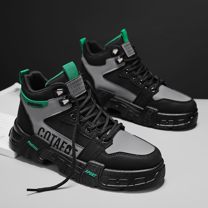 

Осень и зима новая мода универсальные высокие кожаные ботинки-локомотивы ревень мартин спортивные на открытом воздухе для путешествий увеличивающие рост мужские ботинки 44