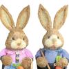 1 Pair Artificial Woven Figures Animal Model Sculpture Standing Statue Doll for Office Easter