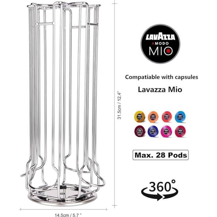 Porte-Capsules De Café - EXZACT - Compatible Lavazza Mio - Support Rotatif - Chromé - 28 Capsules