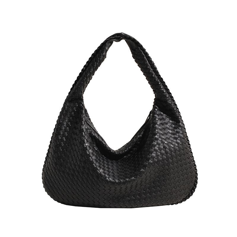 PU Woven Bag High-end Sense Bag Women's Simple Shoulder Tote Bag Korean Version Casual Armpit Hand-held Dumpling Bag