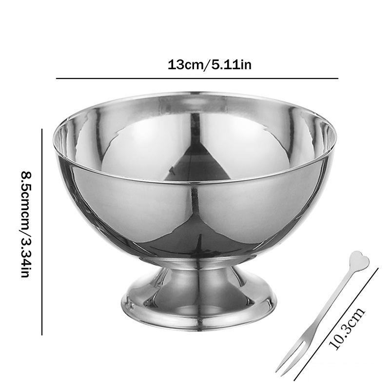 Stainless Steel Ice Cream Cup Gold Silver Safe Salad Cup with Dessert Bowl And Ice Cream Spoon Kitchen Accessory for Household
