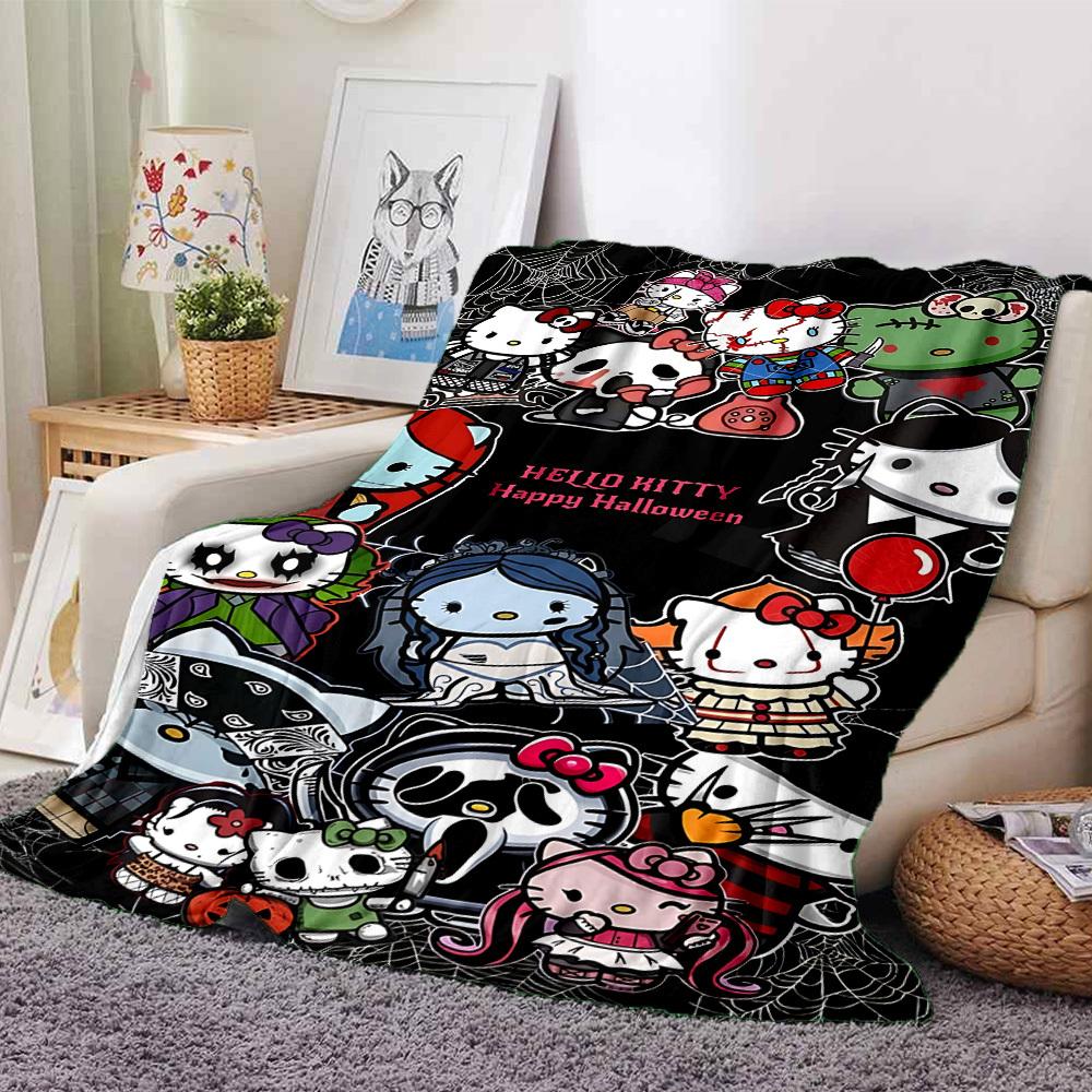 

1 шт. Плед Hello Kitty Счастливым Хэллоуином Легкий фланелевый плед для дивана, кровати, путешествий, кемпинга, гостиной, офиса, дивана, кресла 80cmx120cm
