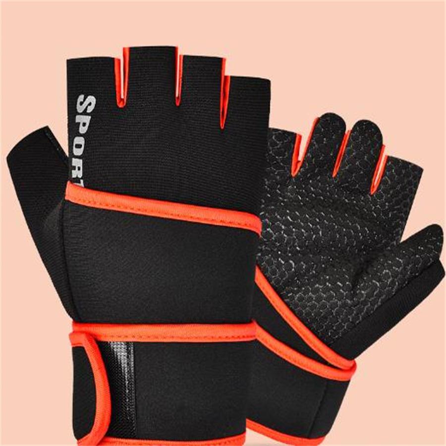 

Wrist Support Gym Gloves, Anti-Slip Half Finger Workout Gloves for Weightlifting & Training L червоний