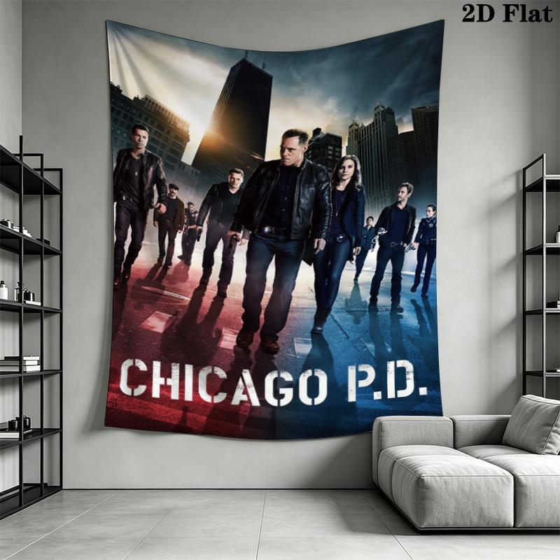 Chicago Fire Wall Tapestry Aesthetic Wall Hanging Printed Fabric Blanket Decorative Tapestries for Bedroom Living Room Home Decor