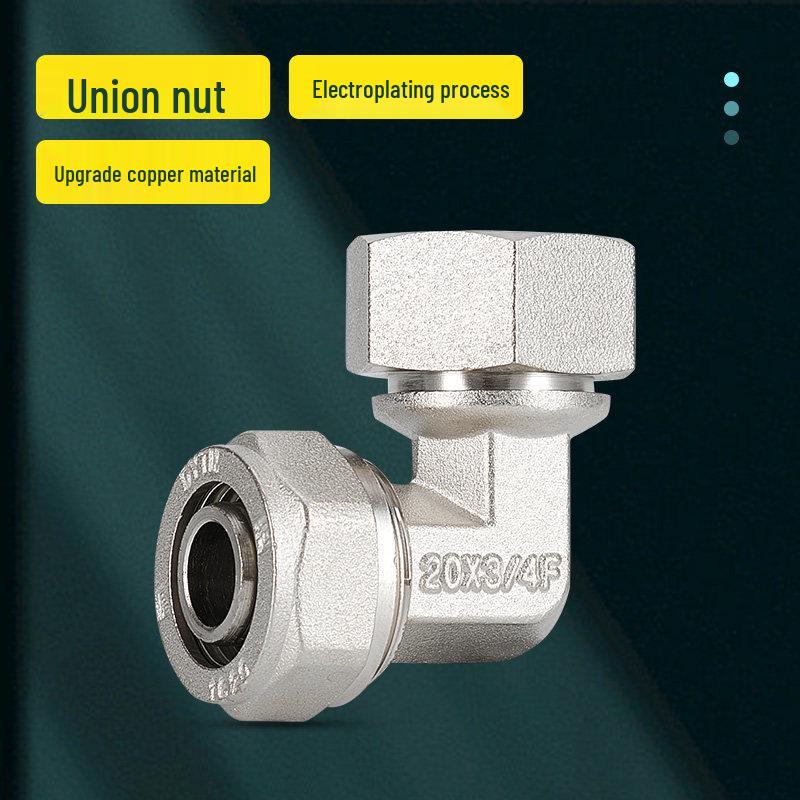 Aluminum-Plastic 90-Degree Elbow Pipe Fitting, Internal Thread, Fits 1216 and 1620 Solar Water & Gas Pipes, 4-Point & 6-Point Copper.