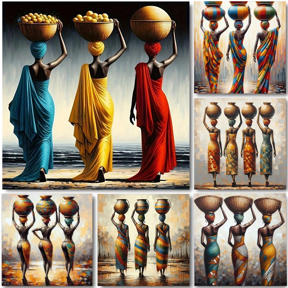 Arte Murale su Tela Cultura Africana Etnica Stampe Poster Donna Nera per Soggiorno Decorazione Casa Pittura su Tela Ragazza Africana Astratta