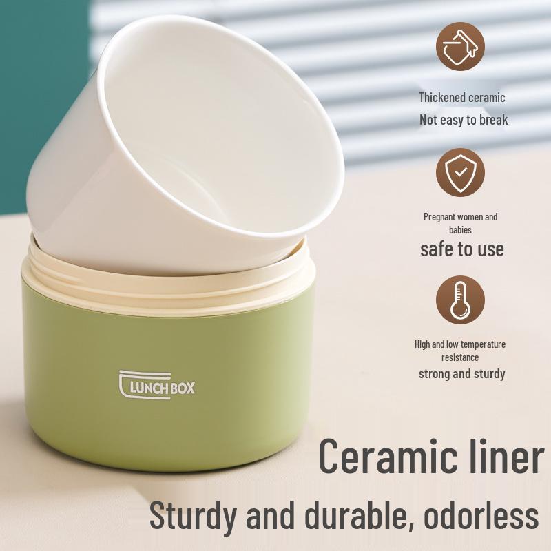 Microwaveable Insulated Ceramic Bento Lunch Box - Portable, Multi-Layer for Students and Office Workers