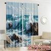 2pcs, 2D FLAT PRINTING Curtains (Without Rod) Ocean Clash Chic Curtains Prints Light Filtering Curtains Room Decor Perfect for