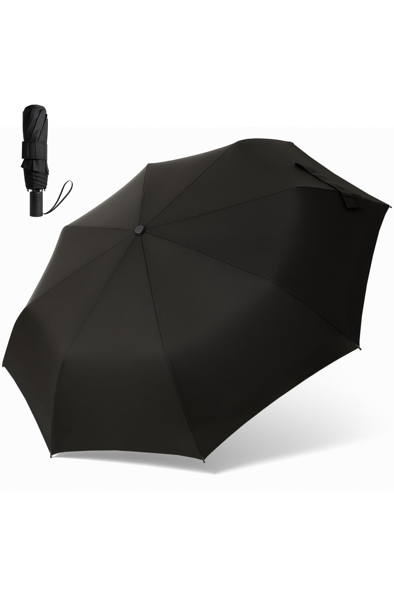 

FANACAN Folding Umbrella with Memory Automatic Durable and 8 Large 55cm Main 3-Second Foam, One-Touch Open/Close, Windproof, Ribs, Rib, Rib, Black, чорний