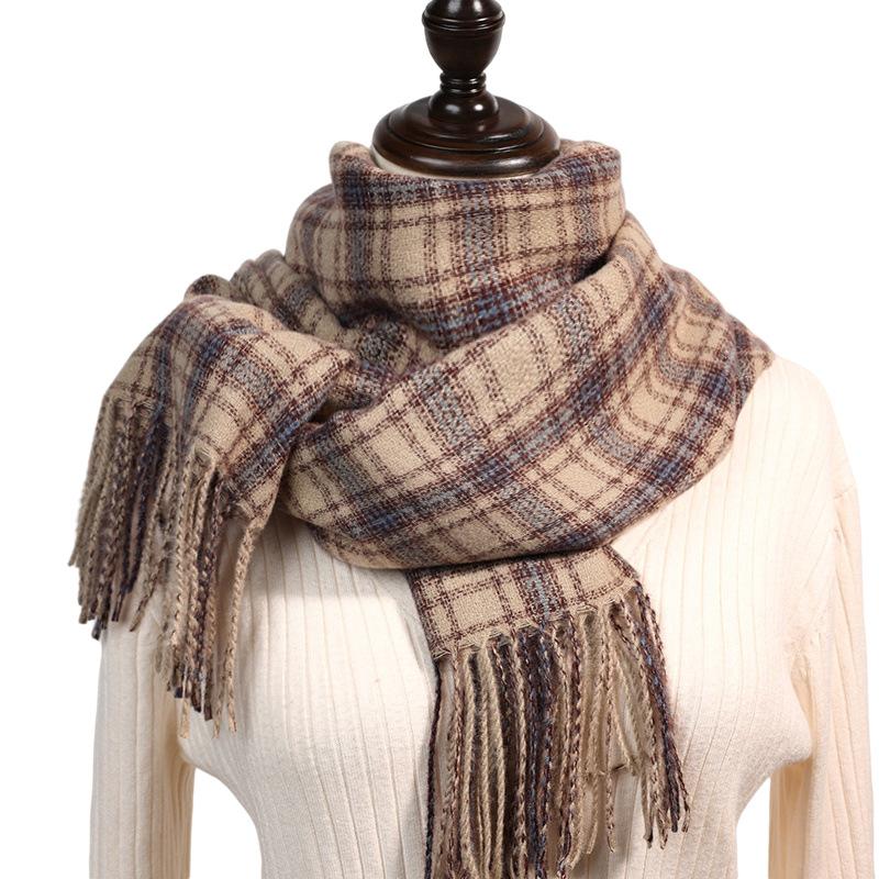 Plaid scarf sweet imitation cashmere scarf women's 2025 new fashion medium and long warm scarf shawl