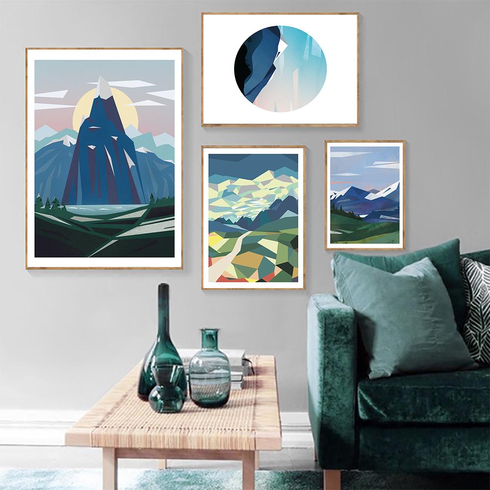 

Posters and Prints Decoration Picture Modern Home Decor Canvas Painting Colorful Abstract Alps Gable Wall Art