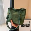 Suede Handbag Casual Rope Buckle Design Multicolor Shoulder Bag Adjustable Straps Tote Crossbody Bucket Bag