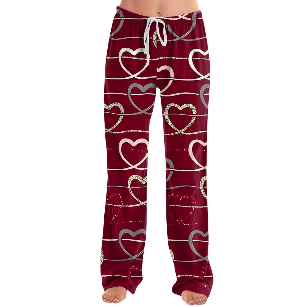 Damen Pyjamahose Nachtwäsche Lässige Hose mit Kordelzug und elastischer Taille Bequeme gerade lockere Yogahose
