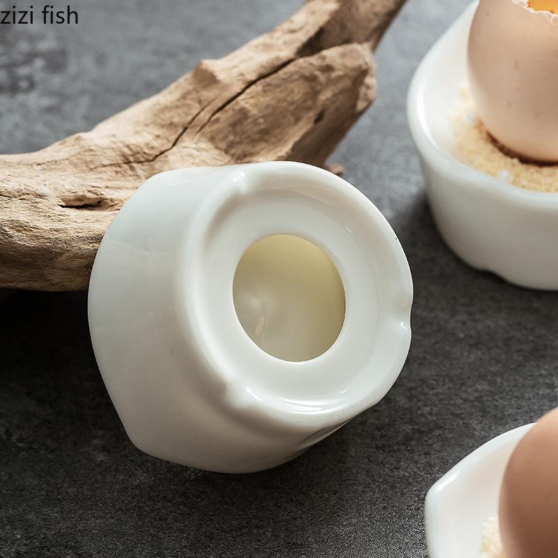 White Ceramic Egg Tray Fruit Plates Egg Cup Snack Bowl Dessert Plate Eggs Holder Dim Sum Dish Sushi Plate Display Stand