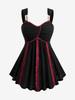 Rosegal Plus Size Jacquard Pointelle Hollow Out Contrast Piping Lace Trim Two Tone Tank Top