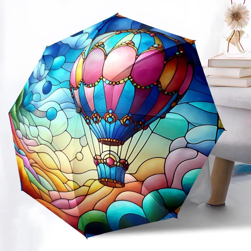 1pc Stained Glass Balloon Automatic Open/Close Umbrella, Windproof, Folding Compact Umbrella with Lightweight Design for Women/Men116