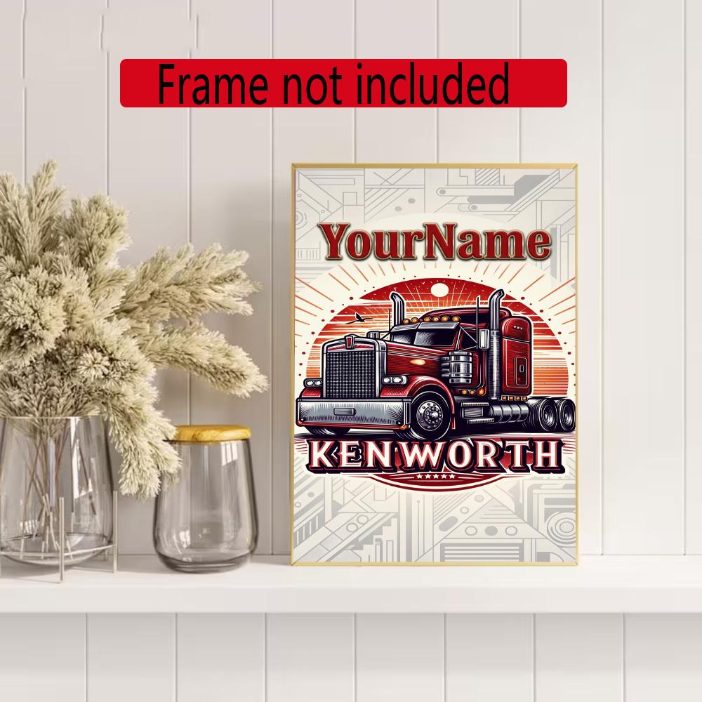 Peterbilt Heavy Trucks Customize Your Name Diamond Painting Round Diamond Diy Frameless Holiday Artwork Suitable For Home Office Wall Decoration