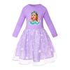 5530 Vestido de Malla con Estampado de Nastya Arco Iris Cuello Redondo para Niñas
