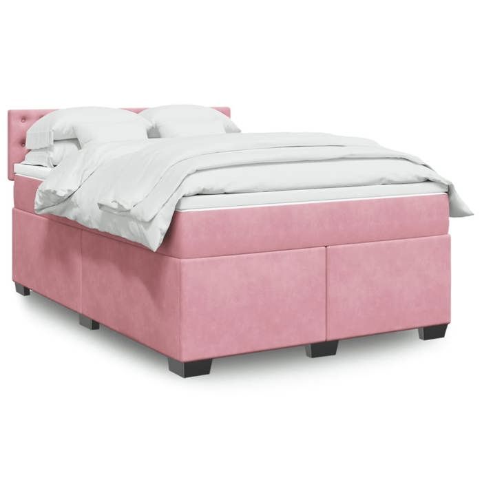 Maison Exclusive - Sommier à lattes de lit avec matelas Rose 140x190 cm Velours