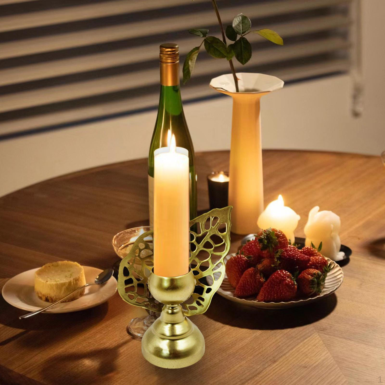 

Металевий свічник, канделябр, підставка для свічок, безпечна настільна центральна прикраса для Hollow Leaves