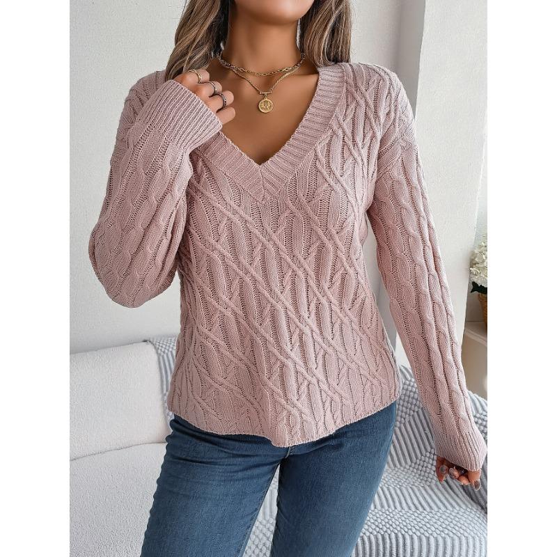 Lässiger Rollkragenpullover mit langen Ärmeln und einfarbigem Twist für Damen im Herbst und Winter