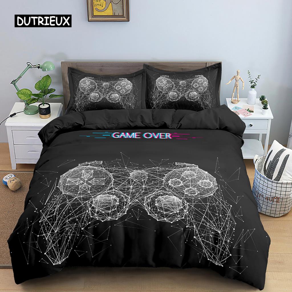 Set husă de plapumă pentru copii adolescenți Jocuri video Băieți Husă de plapumă pentru gameri Model cu controller de joc Set de lenjerie de pat Husă de plapumă din poliester