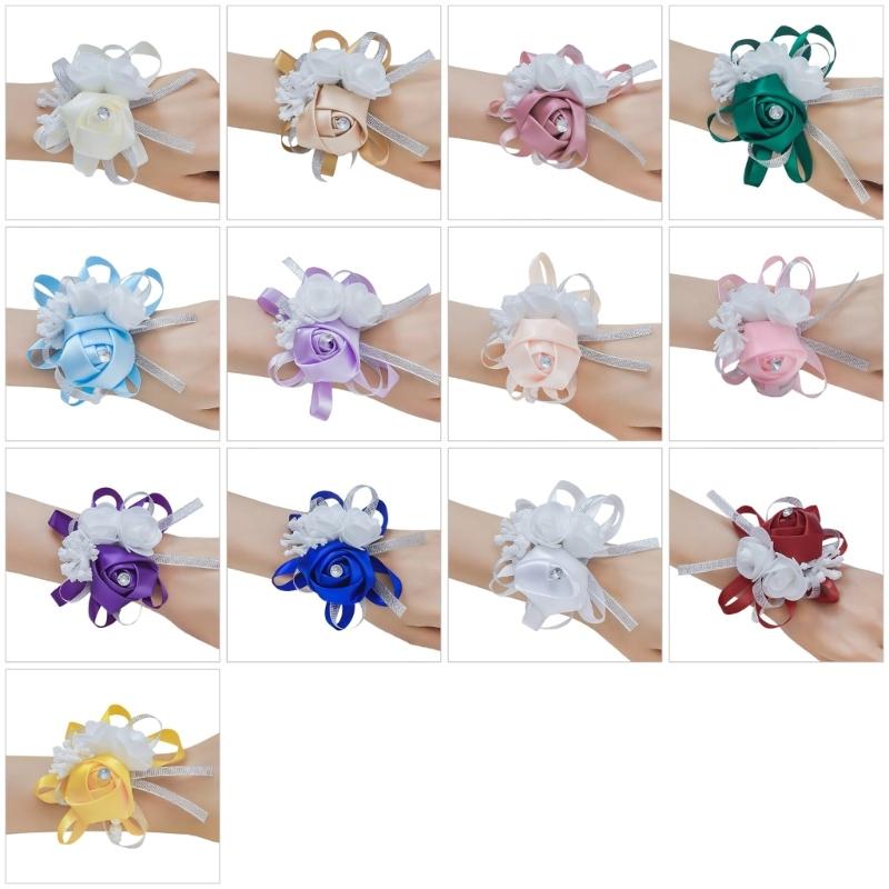 Romantik Seidenblume Braut Handgelenkblume Corsage für Hochzeitsfotografie Verlobungsparty Zubehör Handgelenkdekoration