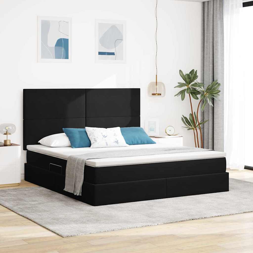 Storage Bed with Mattress Black 160 x 200 cm Velvet