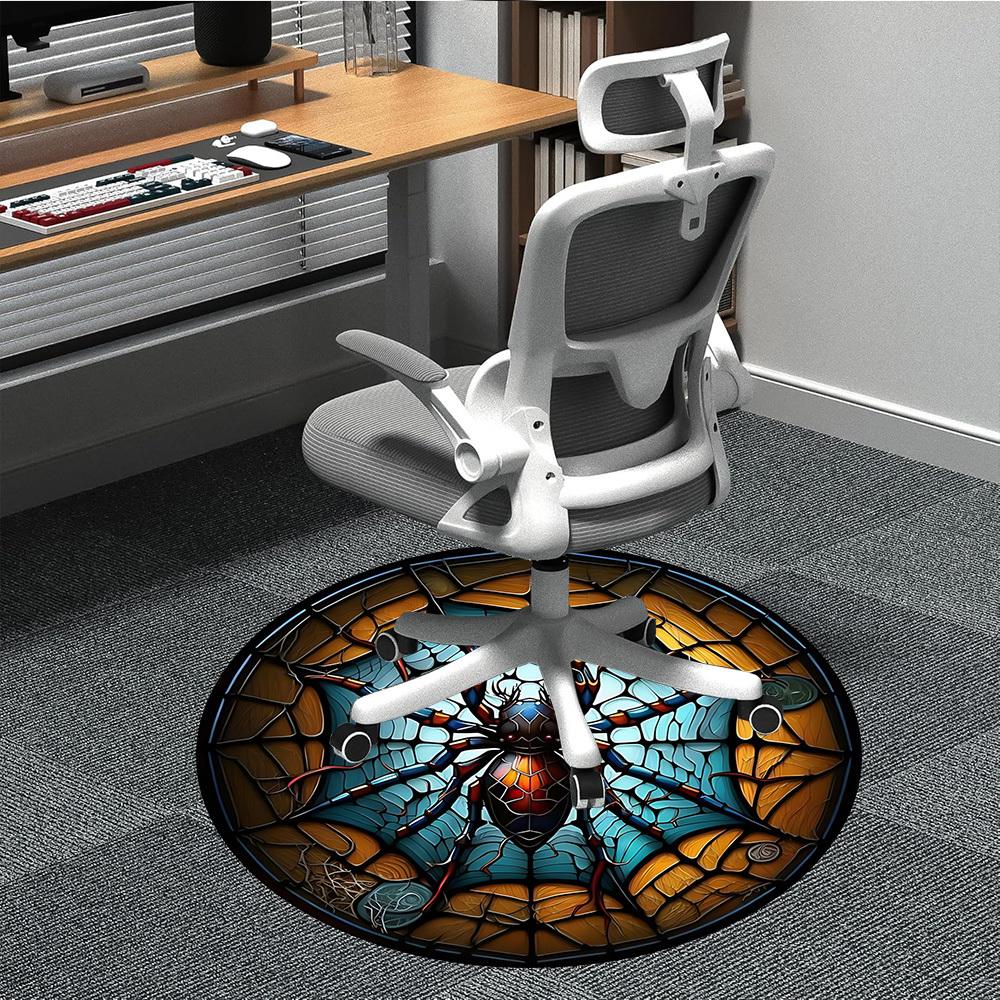 

1pc Spider Stained Artwork Chair Carpet for Office Non-Slip, Machine Washable Rug for Office, Room - Holiday Decor, Machine Made yy251016131 80cm by 80cm