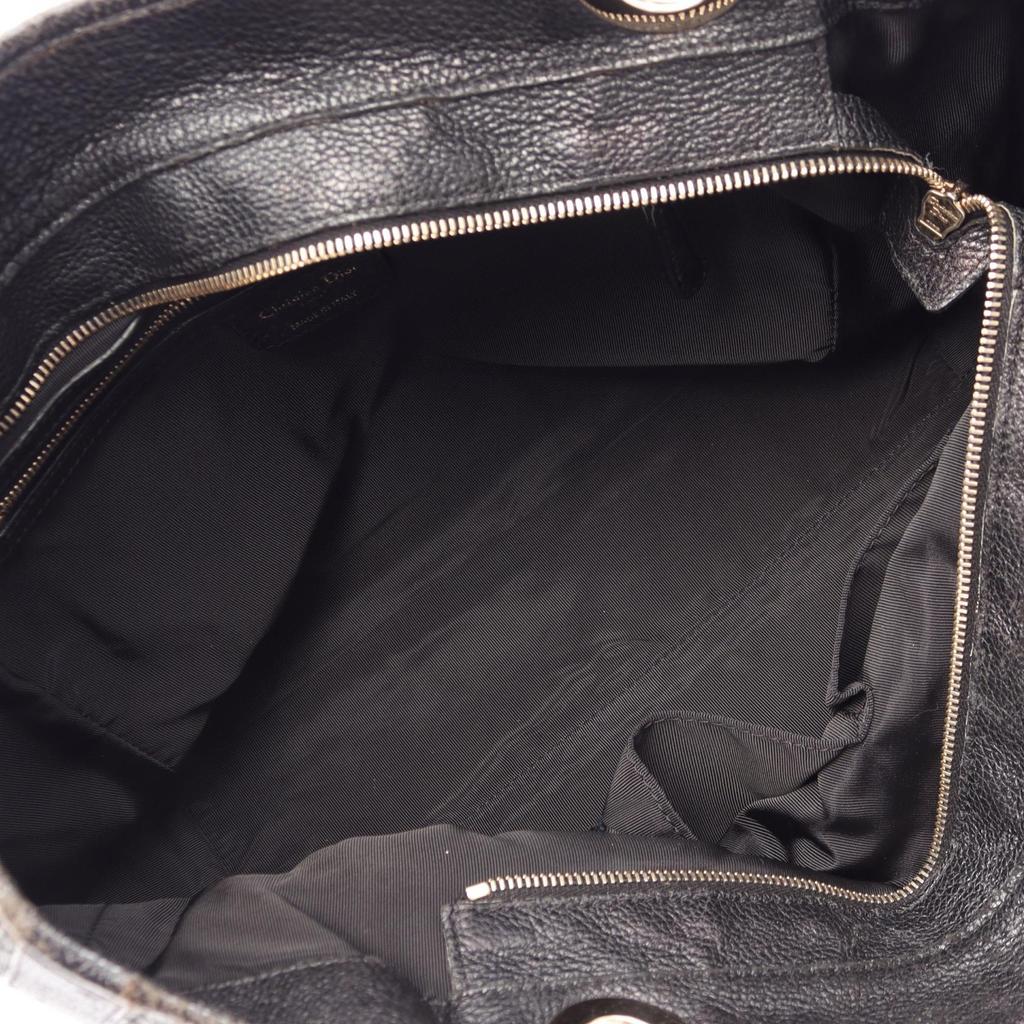 Used Dior Canage Tote Bag leather Black Used Women