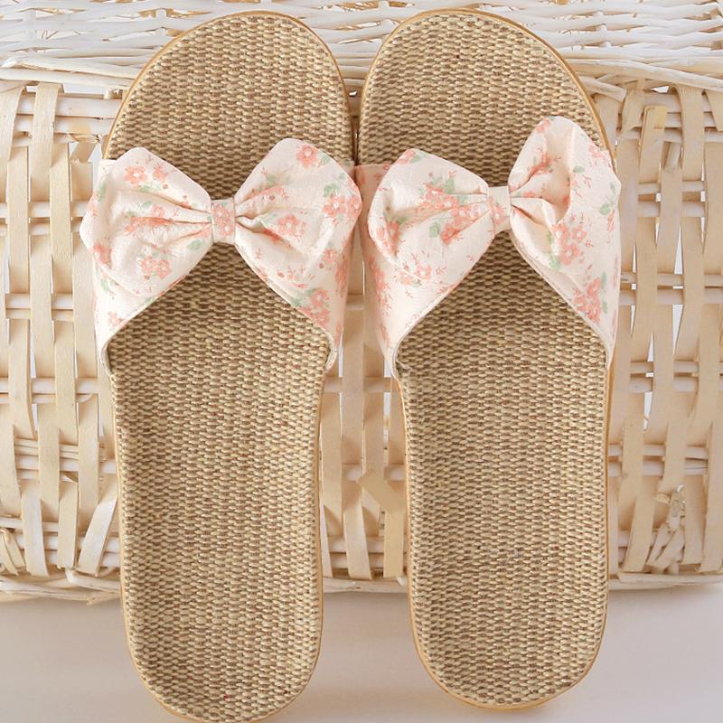 Women Slippers Spring Summer Home Shoes Women Casual Bow-knot Flip Flops Soft Breathable Slides Beach Sandals Female