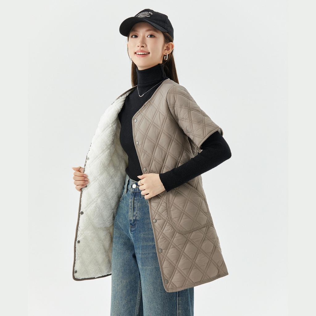 Autumn and Winter Fashion Clothing Cotton Clothing Women's Long Short-sleeved Padded and Thickened Slim Cotton Jacket Home Clothing Cotton 2410