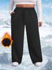 Autumn/Winter Fleece-Lined Plus Size Straight-Leg Casual Pants Loose-Fitting Slimming High-Elasticity Elastic Waistband with Drawstring Casual Pants