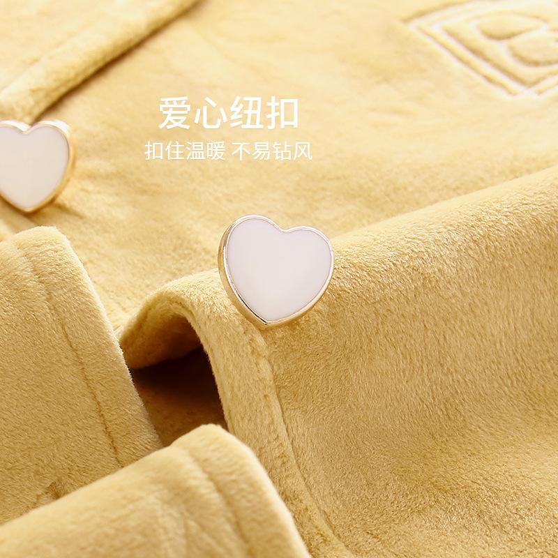 Pajamas Women'S Coral Fleece Autumn And Winter Warm Long-Sleeved Suit Flannel Thickened Fleece Loungewear