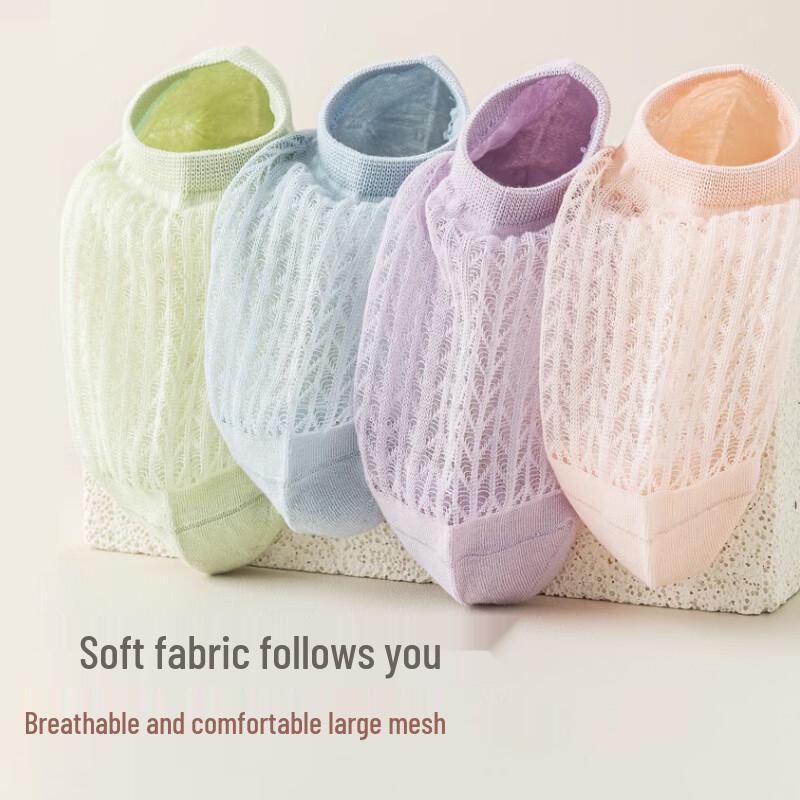 Women s Breathable Anti-Slip No-Show Cotton Socks One Size